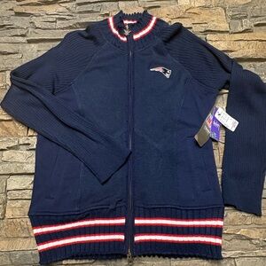 New England Patriots Cardigan Zip Sweater  Touch By Alyssa Milano Sz M NWT